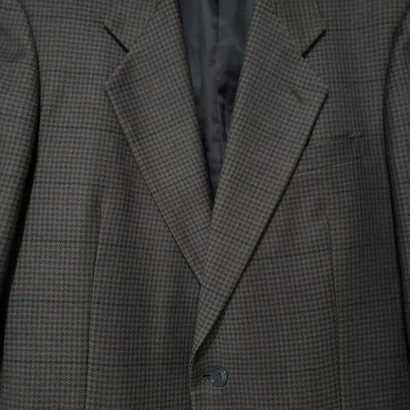 Vintage Lord & Taylor Albert Nipon Men Wool Jacket Fitted Check Blazer 42R - Picture 7 of 13